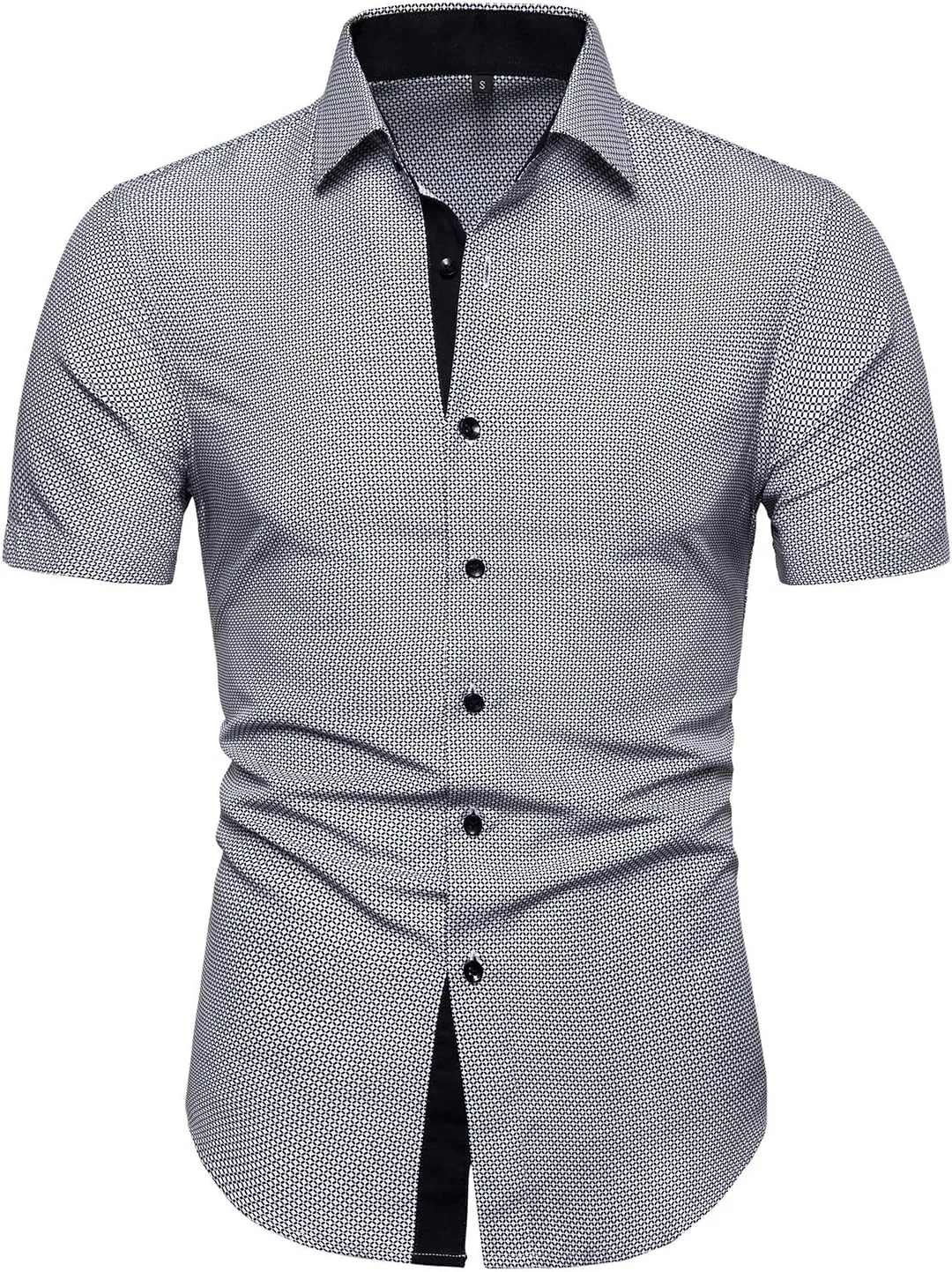 LOCALMODE Men's Regular Fit Cotton Business Casual Shirt Solid Short Sleeve Button Down Dress Shirts