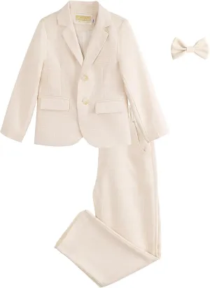 LOLANTA Boys Suit Wedding Ring Bearer Outfit Kids Suit Set, Blazer Pants Bow Tie Dress Clothes Formal Wear