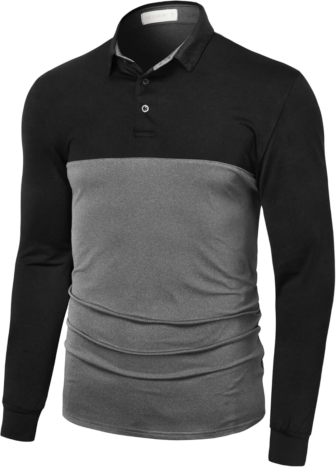 Long Sleeve Polo Shirts for Men Casual Dress Polo Tee Shirts Lightweight Quick Dry Collared Golf Shirt