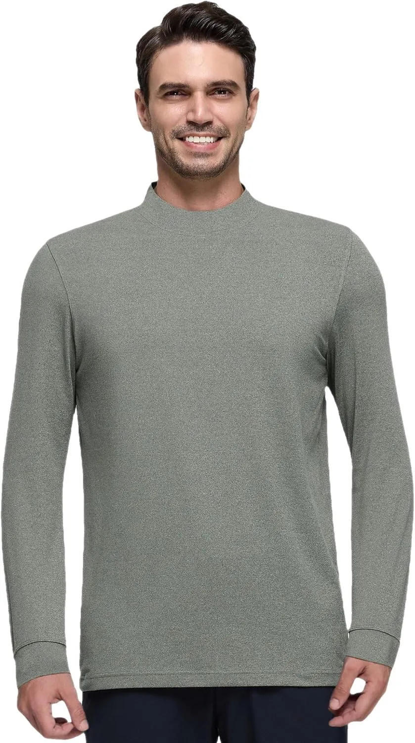 Long Sleeve Shirts for Men Mock Turtleneck Moisture Wicking Business Casual Pullover Undershirts Mens Tee Shirt Top