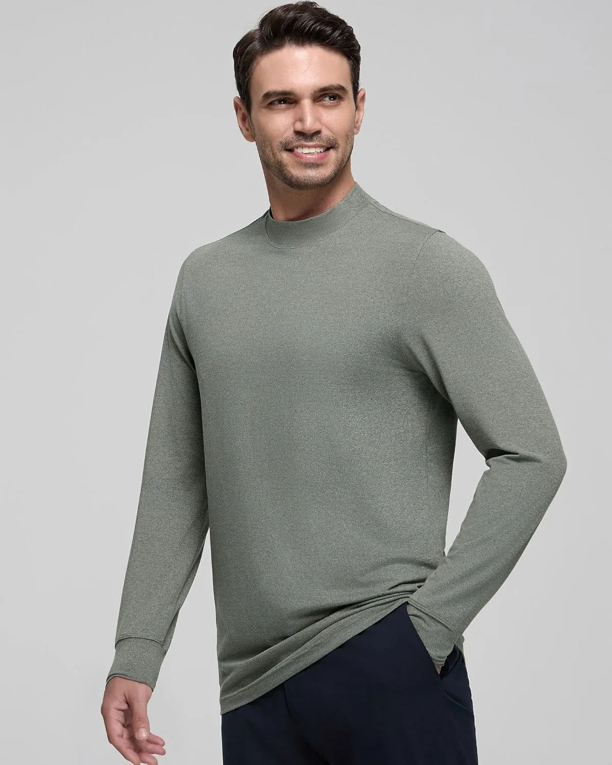 Long Sleeve Shirts for Men Mock Turtleneck Moisture Wicking Business Casual Pullover Undershirts Mens Tee Shirt Top