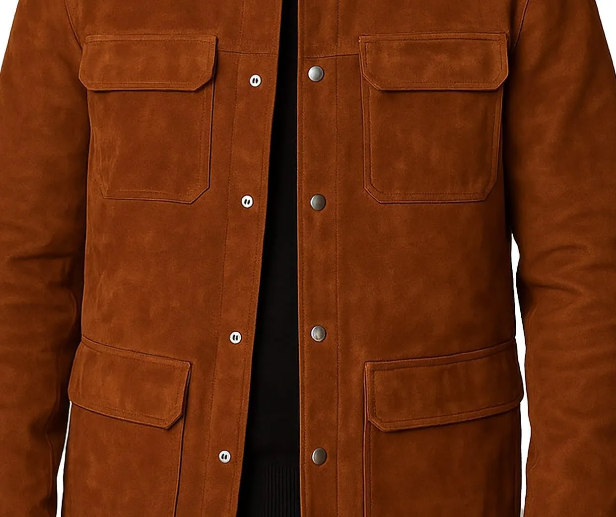 LP-FACON Mens Trucker Suede Leather Jacket-The Part II Brown Leather Jacket