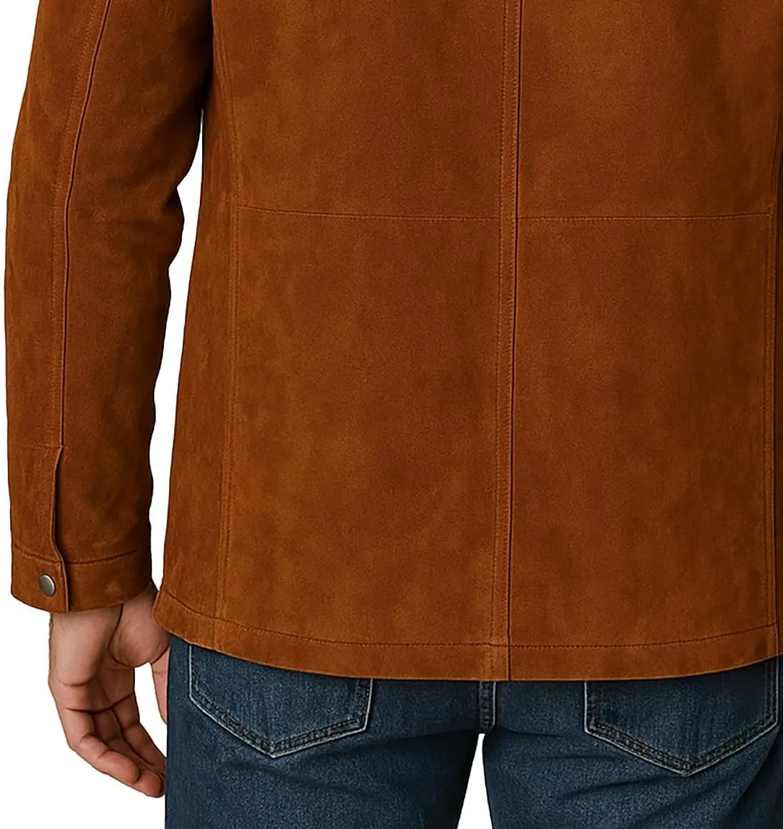 LP-FACON Mens Trucker Suede Leather Jacket-The Part II Brown Leather Jacket