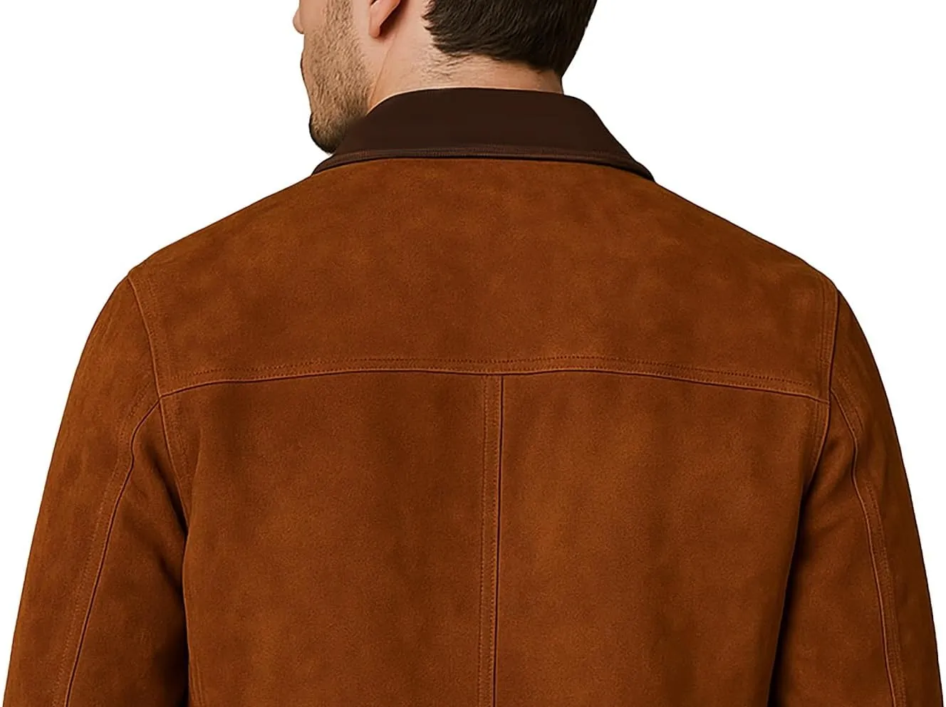 LP-FACON Mens Trucker Suede Leather Jacket-The Part II Brown Leather Jacket