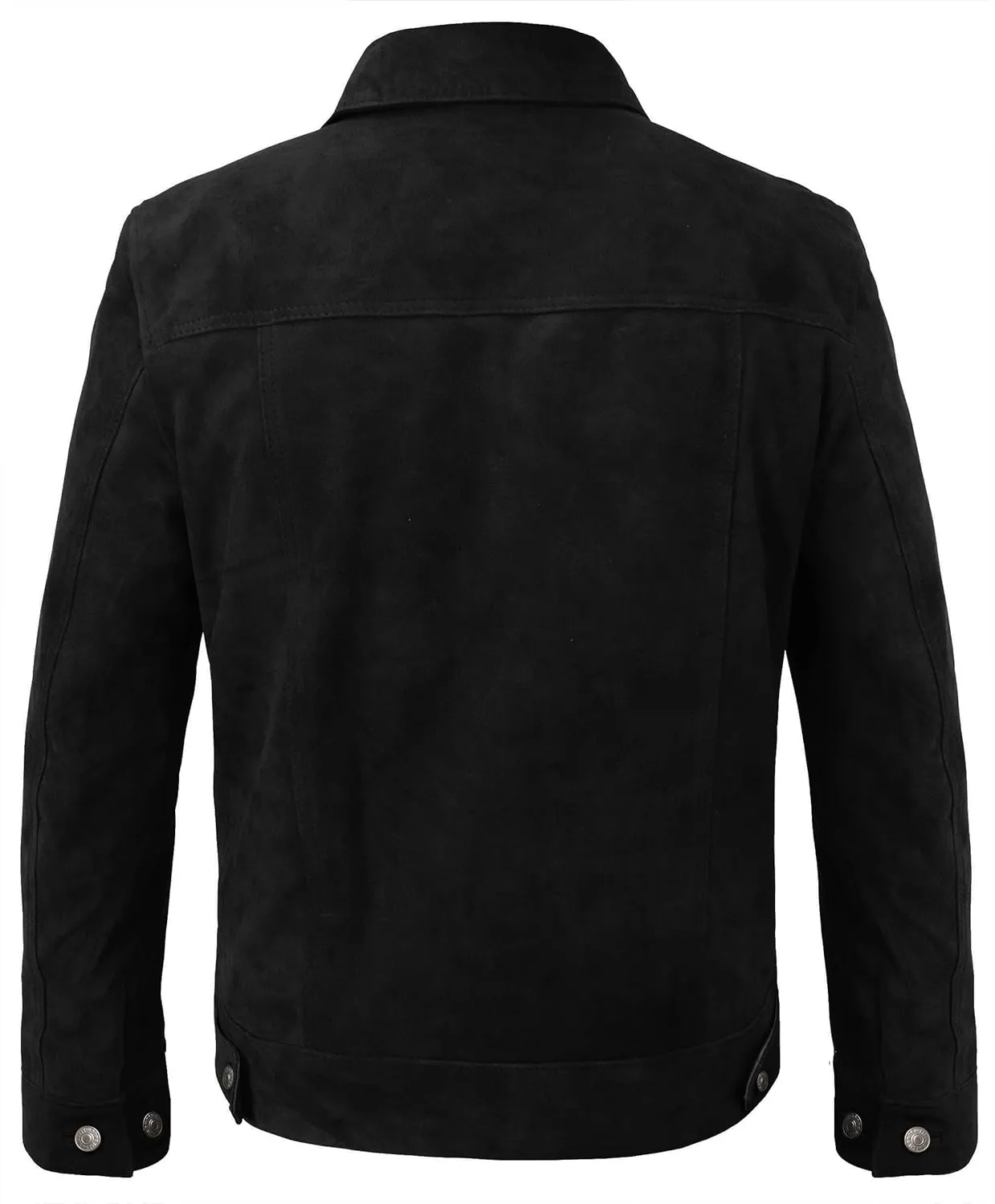 LP-FACON Mens Trucker Suede Leather Jacket - Western Style Cowboy Leather Jacket Brown/Black