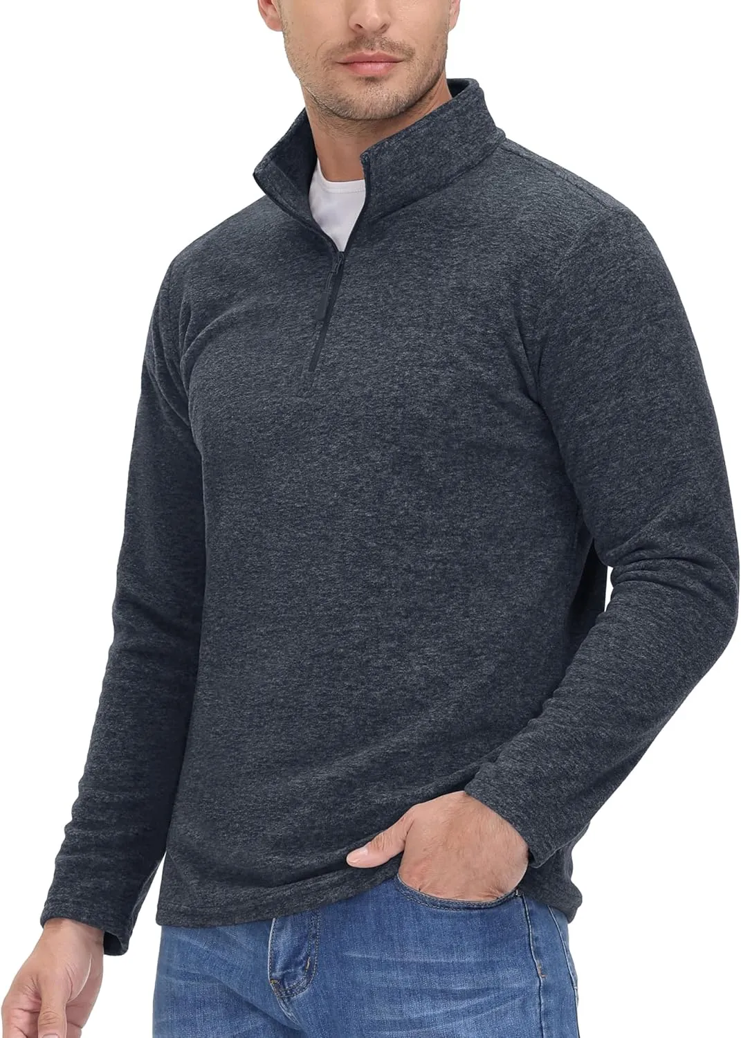 MAGCOMSEN Men's Shirts 1/4 Zip Fleece Pullover Mid-Weight Long Sleeve Sweatshirts Athletic Shirts
