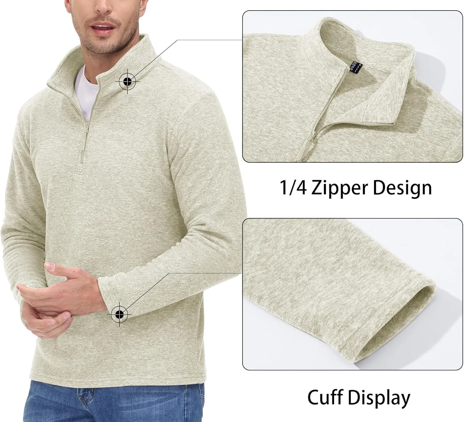 MAGCOMSEN Men's Shirts 1/4 Zip Fleece Pullover Mid-Weight Long Sleeve Sweatshirts Athletic Shirts