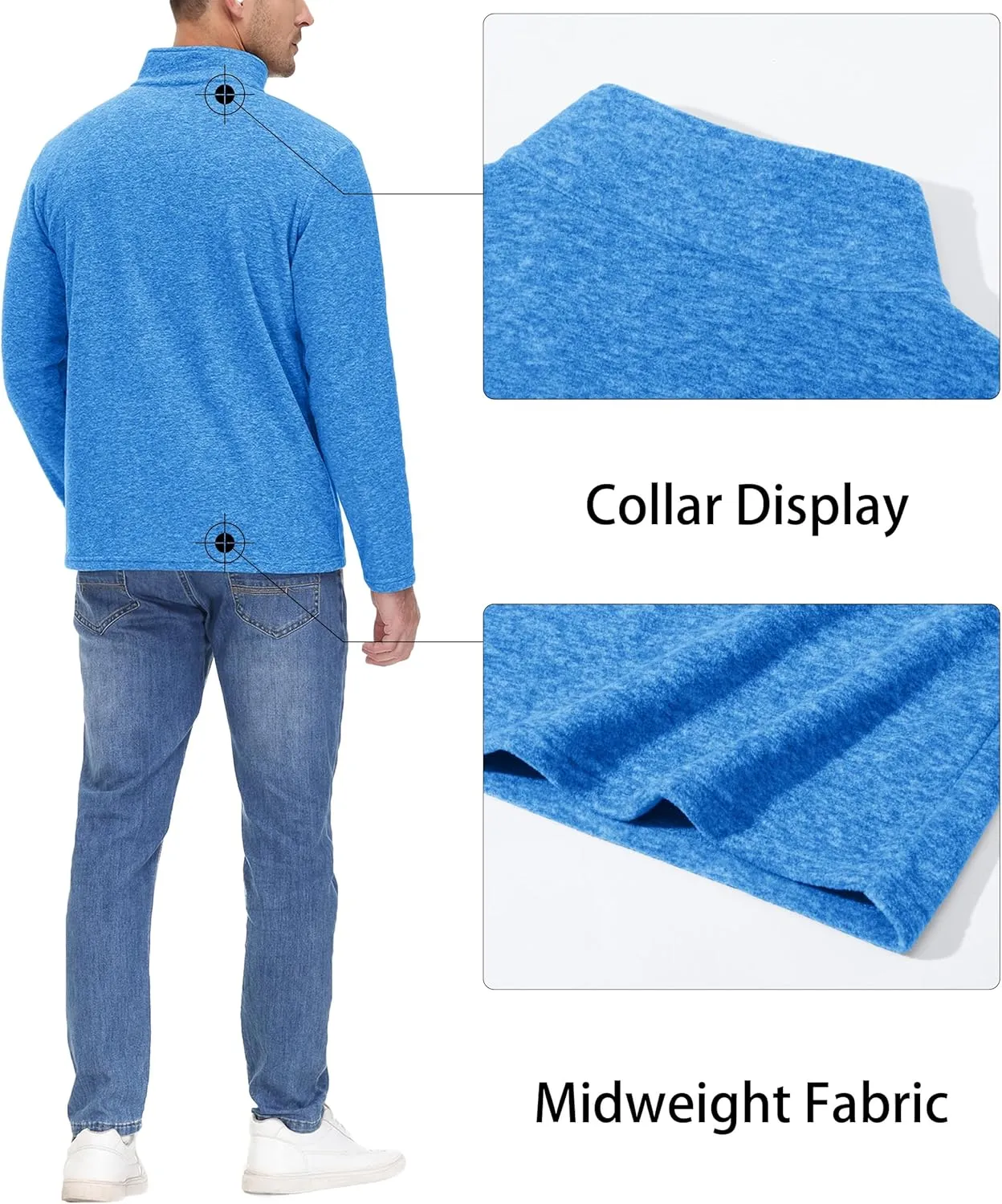 MAGCOMSEN Men's Shirts 1/4 Zip Fleece Pullover Mid-Weight Long Sleeve Sweatshirts Athletic Shirts