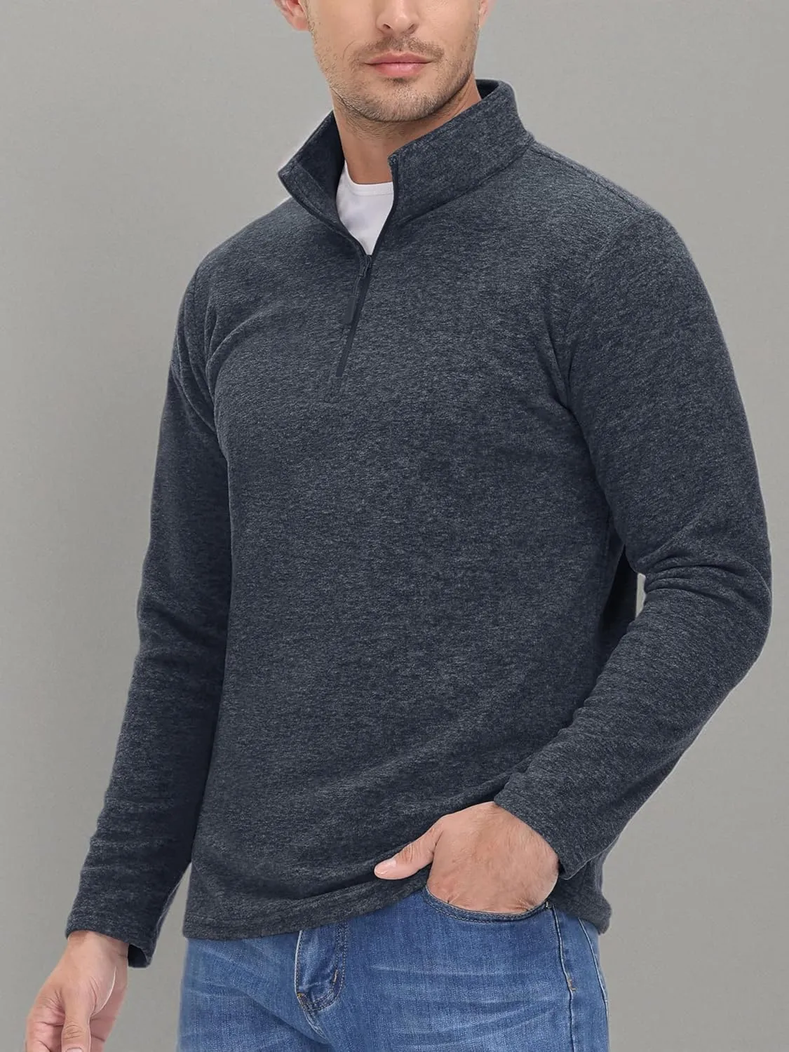 MAGCOMSEN Men's Shirts 1/4 Zip Fleece Pullover Mid-Weight Long Sleeve Sweatshirts Athletic Shirts