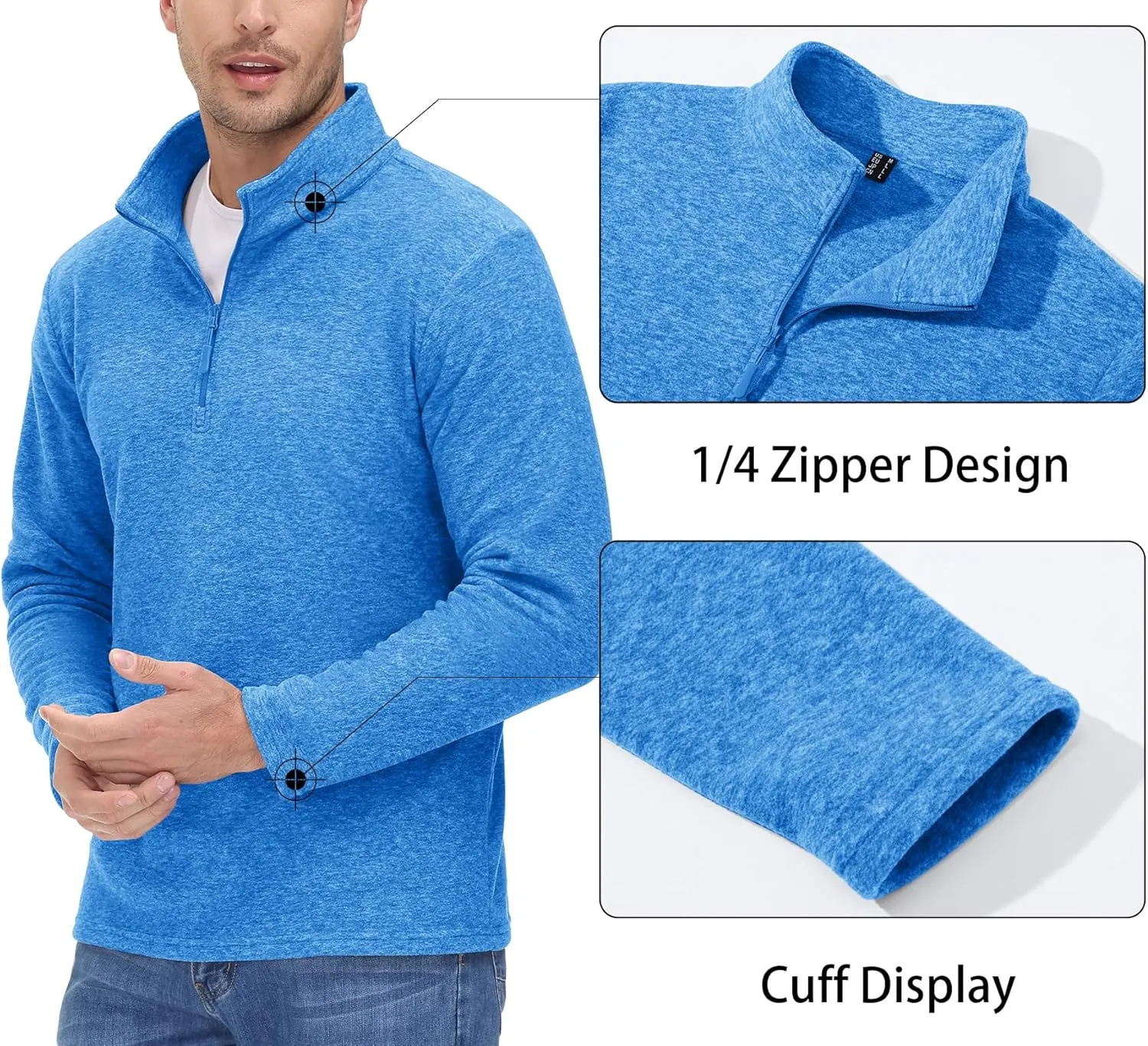 MAGCOMSEN Men's Shirts 1/4 Zip Fleece Pullover Mid-Weight Long Sleeve Sweatshirts Athletic Shirts