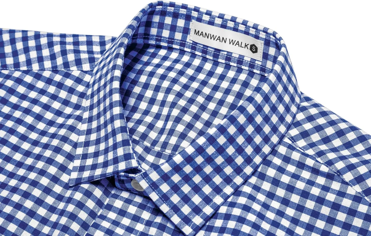 Manwan walk Mens Short Sleeve Plaid Casual Button Down Shirts Gingham Regular Fit Dress Shirts