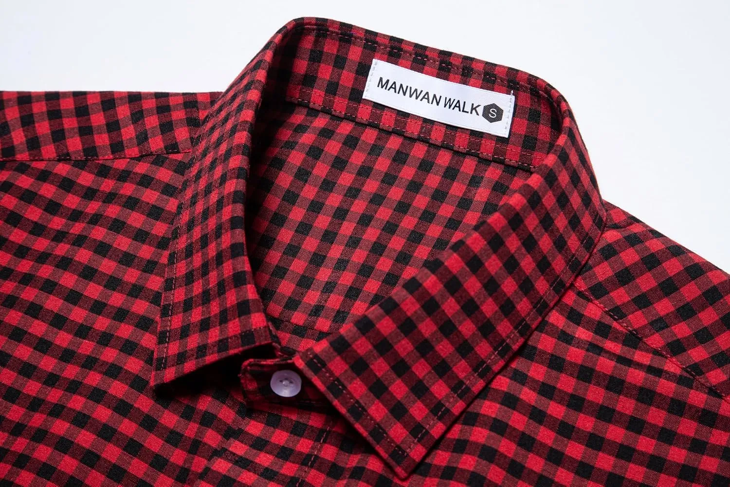 Manwan walk Mens Short Sleeve Plaid Casual Button Down Shirts Gingham Regular Fit Dress Shirts