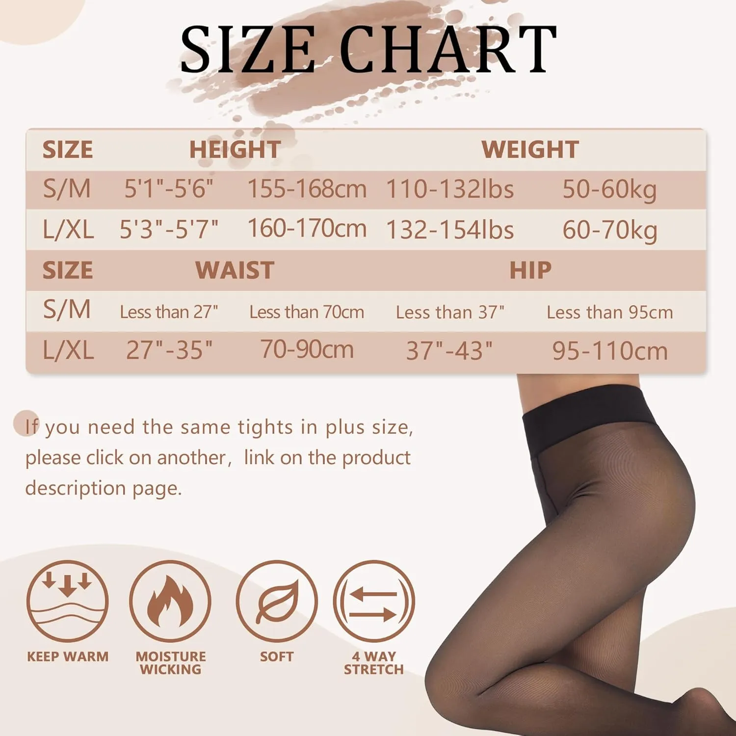 MANZI Women's Fleece Lined Faux Sheer Black Warm Tights Fake Translucent Winter High Waisted Thick Thermal Stockings