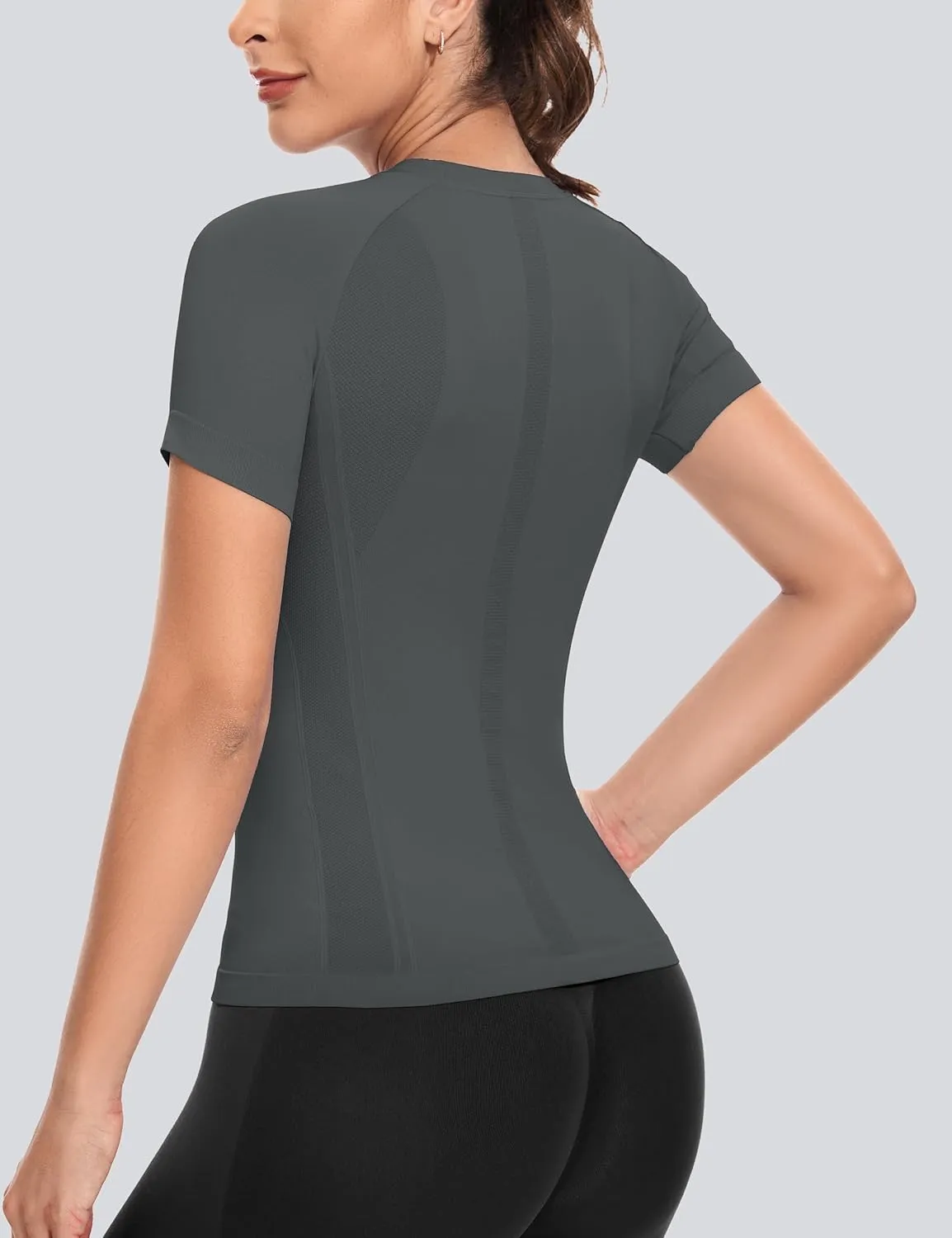 MathCat Short Sleeve Workout Tops for Women,Workout Shirts for Women,Seamless Yoga Athletic Shirts Gym Running Shirts
