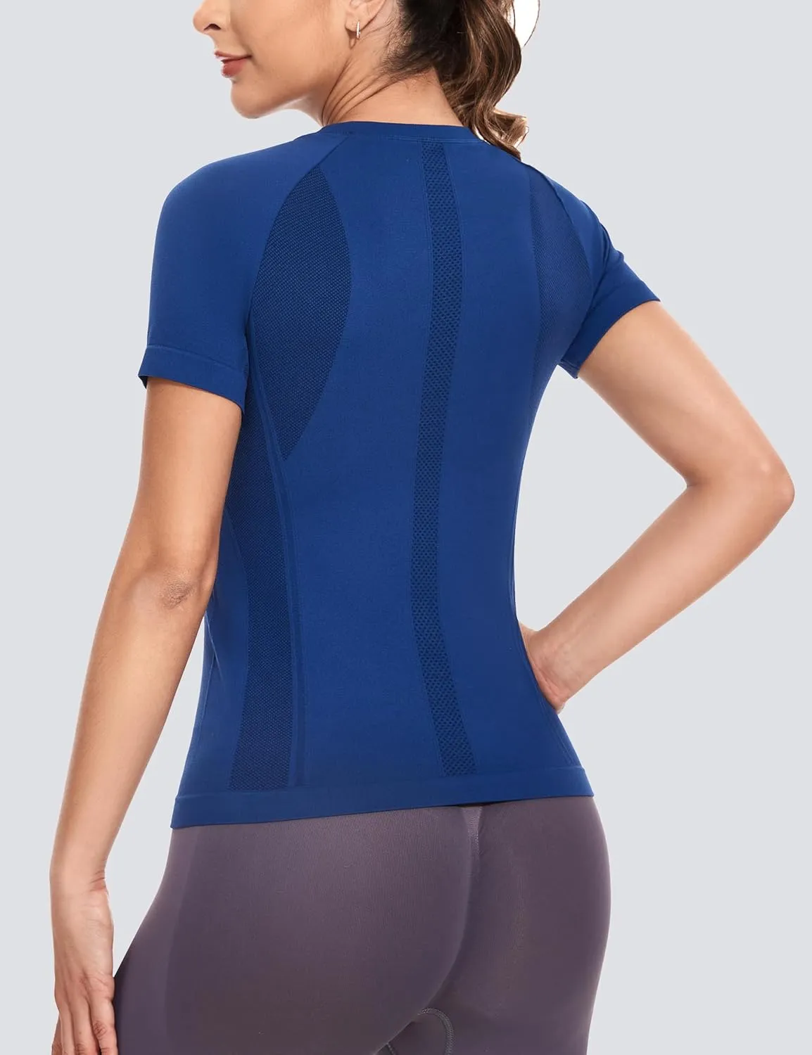 MathCat Short Sleeve Workout Tops for Women,Workout Shirts for Women,Seamless Yoga Athletic Shirts Gym Running Shirts