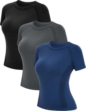 MathCat Short Sleeve Workout Tops for Women,Workout Shirts for Women,Seamless Yoga Athletic Shirts Gym Running Shirts