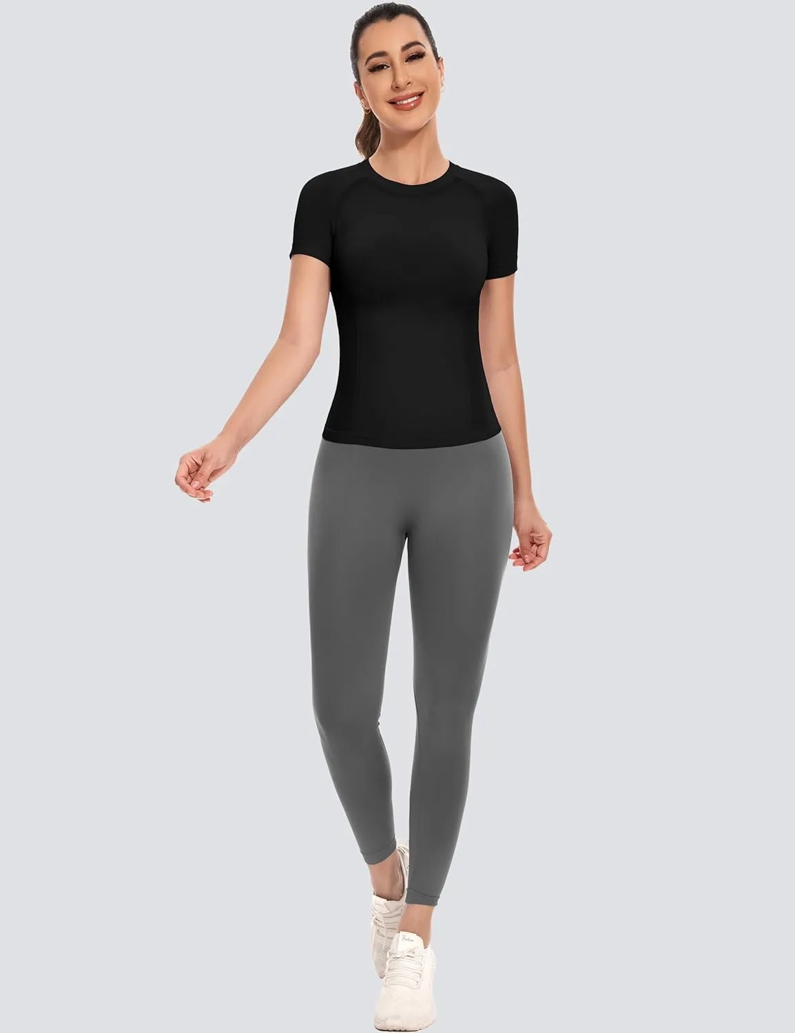 MathCat Short Sleeve Workout Tops for Women,Workout Shirts for Women,Seamless Yoga Athletic Shirts Gym Running Shirts