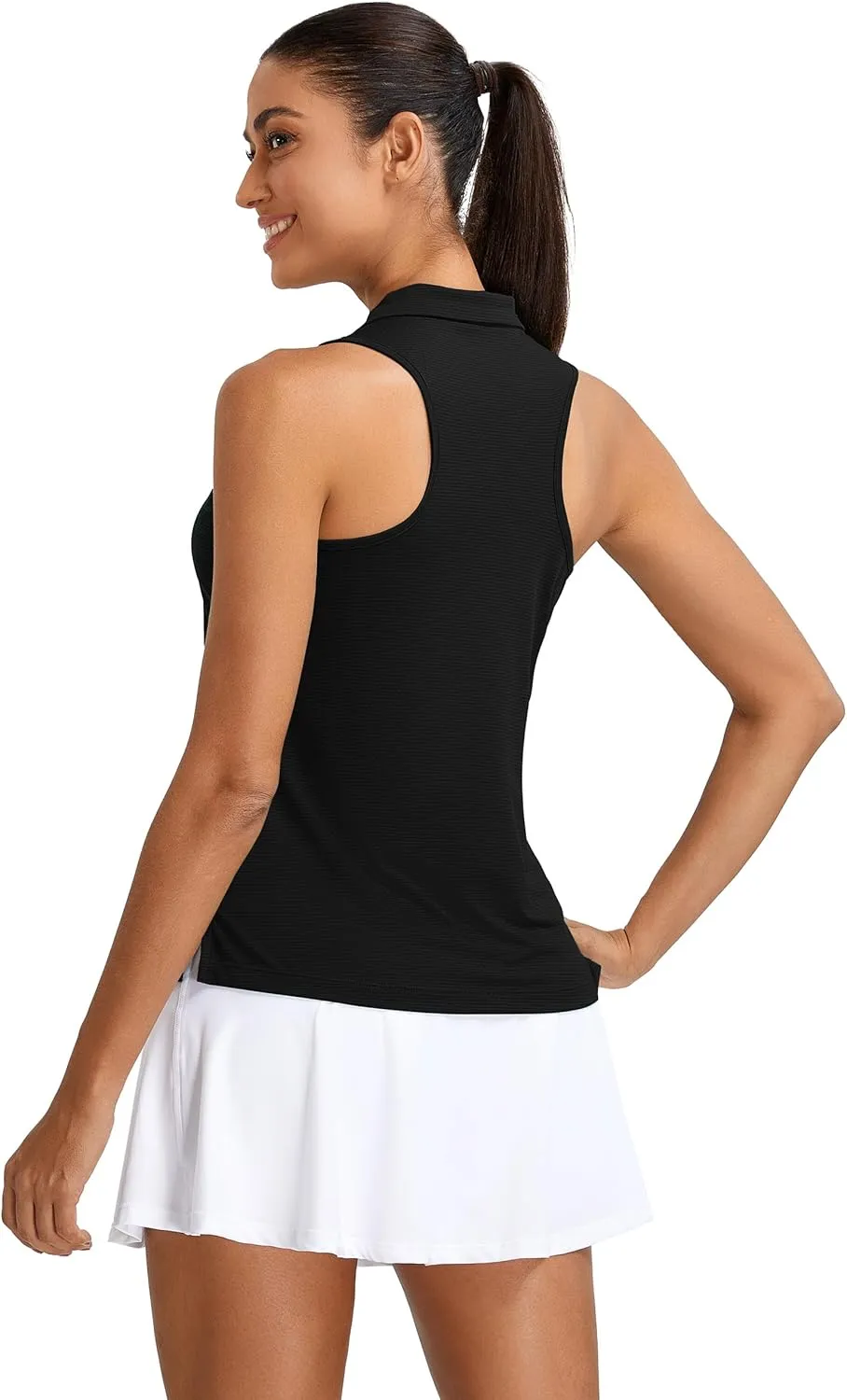 MathCat Womens Golf Polo Shirts, Sleeveless 1/4 Zip UPF 50  Tennis Tank Top, Racerback with Collar Athletic Shirt Quick Dry