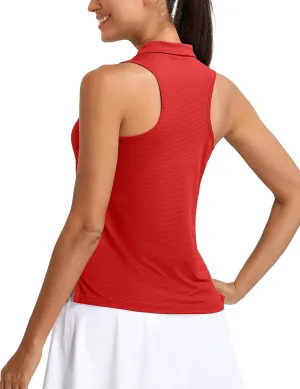 MathCat Womens Golf Polo Shirts, Sleeveless 1/4 Zip UPF 50  Tennis Tank Top, Racerback with Collar Athletic Shirt Quick Dry