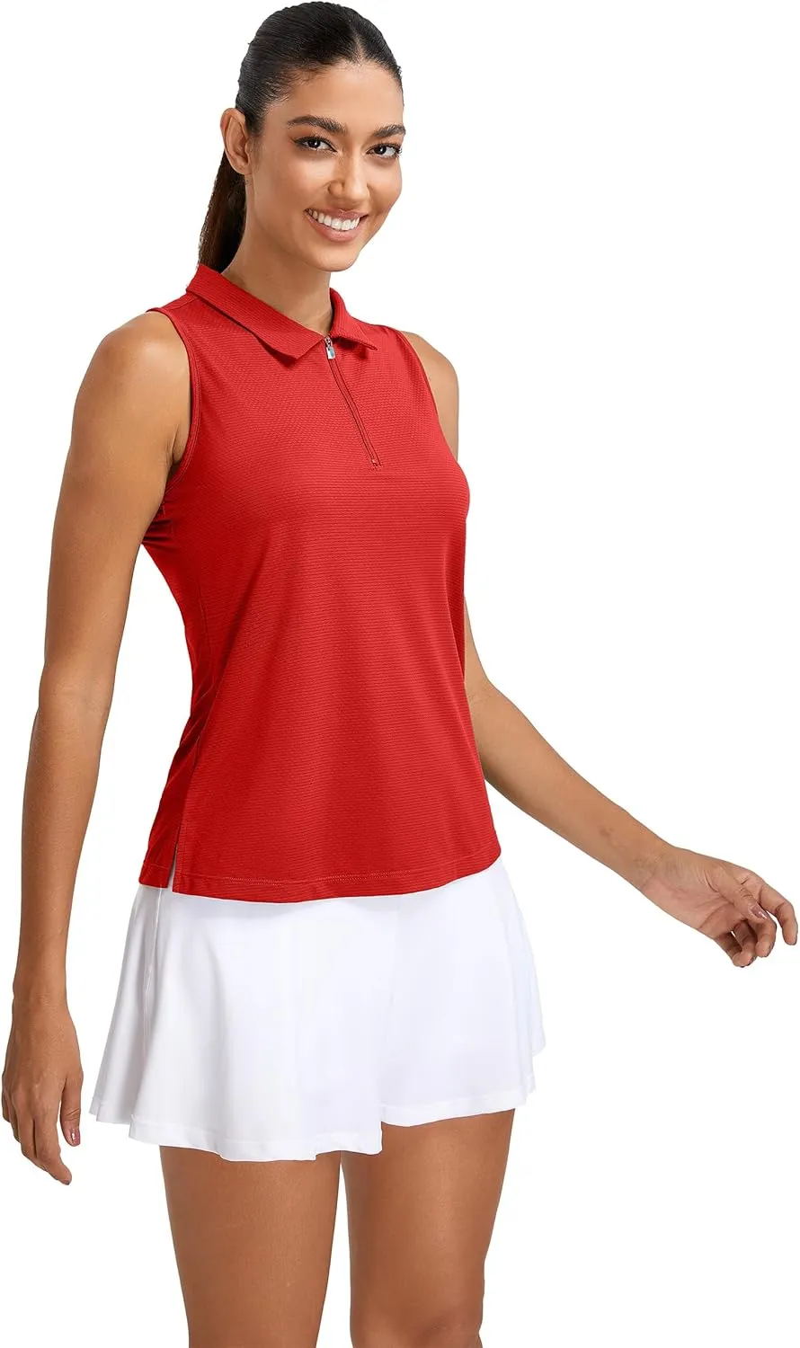 MathCat Womens Golf Polo Shirts, Sleeveless 1/4 Zip UPF 50  Tennis Tank Top, Racerback with Collar Athletic Shirt Quick Dry