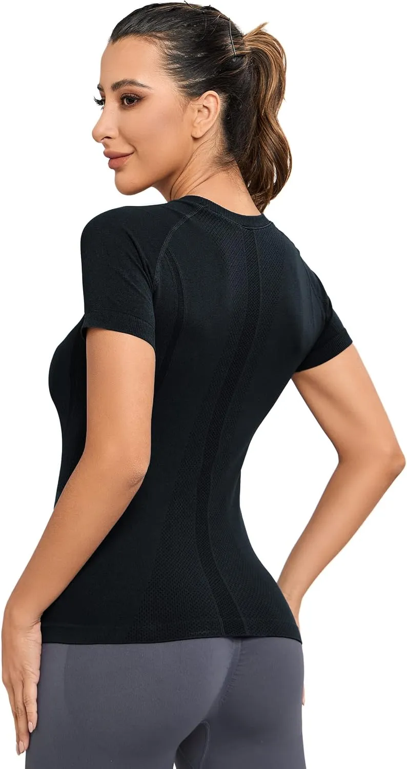 MathCat Workout Shirts for Women, Workout Tops for Women, Yoga Short Sleeve Shirts Soft Seamless Gym Shirts
