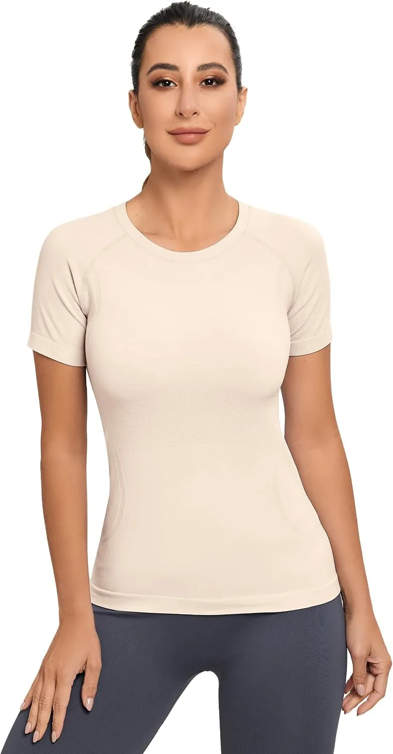 MathCat Workout Shirts for Women, Workout Tops for Women, Yoga Short Sleeve Shirts Soft Seamless Gym Shirts