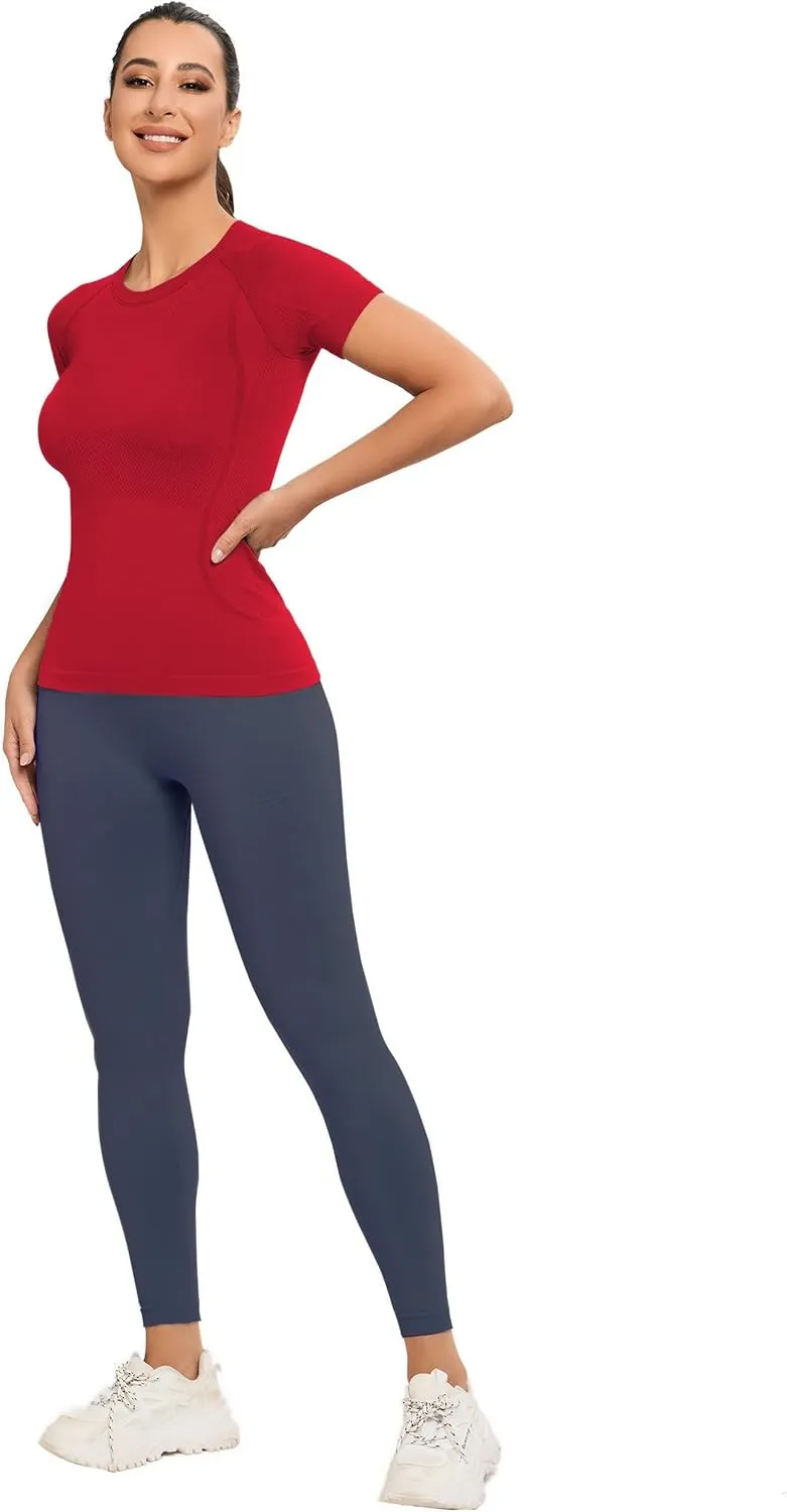 MathCat Workout Shirts for Women, Workout Tops for Women, Yoga Short Sleeve Shirts Soft Seamless Gym Shirts