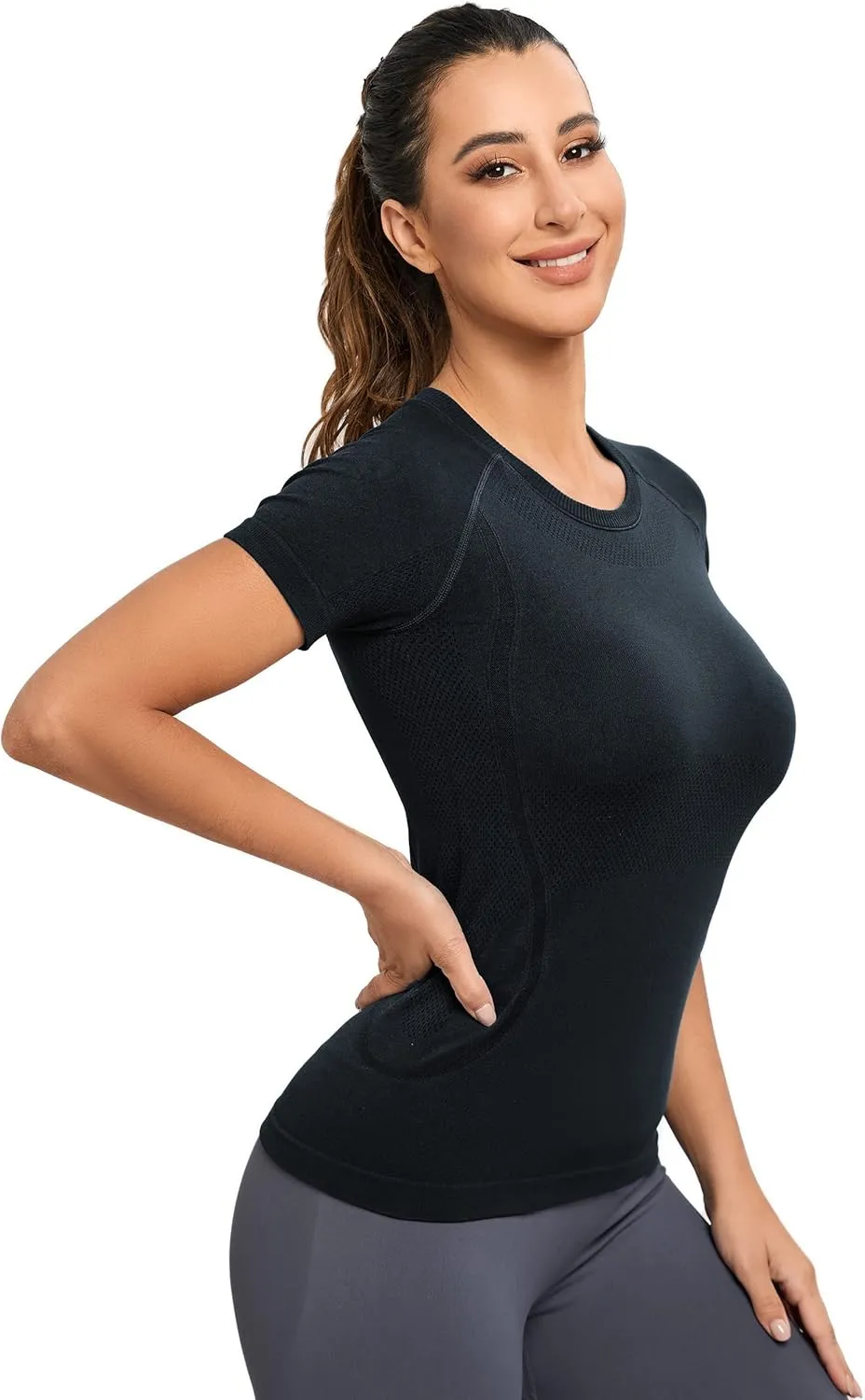 MathCat Workout Shirts for Women, Workout Tops for Women, Yoga Short Sleeve Shirts Soft Seamless Gym Shirts