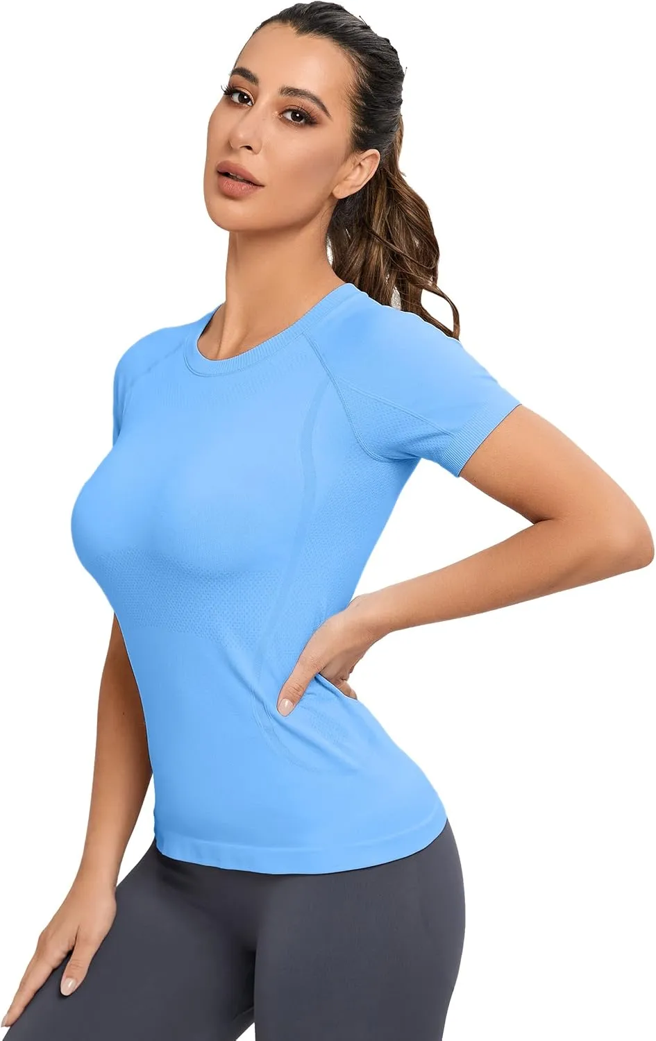 MathCat Workout Shirts for Women, Workout Tops for Women, Yoga Short Sleeve Shirts Soft Seamless Gym Shirts