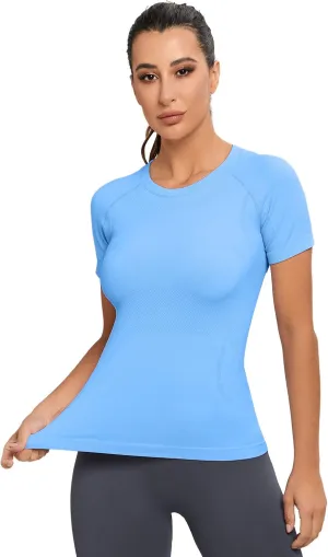 MathCat Workout Shirts for Women, Workout Tops for Women, Yoga Short Sleeve Shirts Soft Seamless Gym Shirts