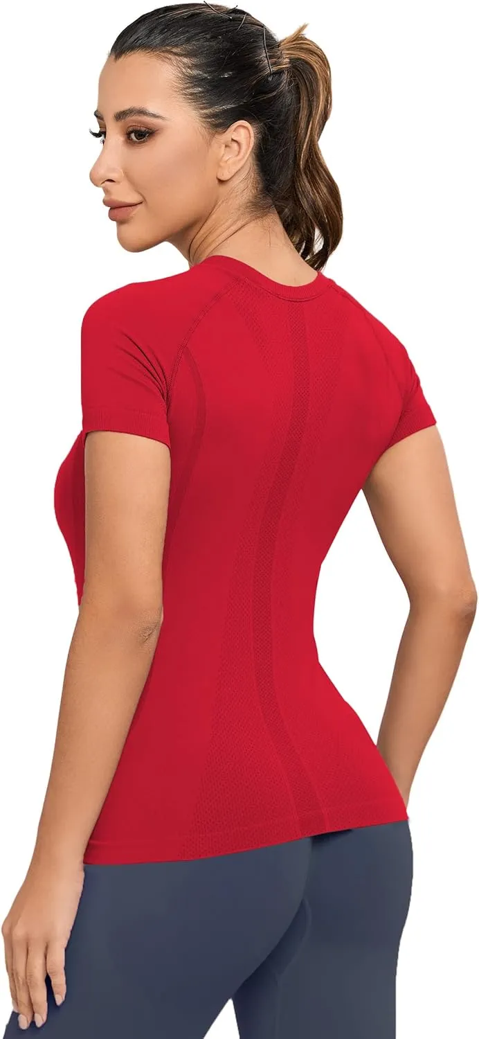 MathCat Workout Shirts for Women, Workout Tops for Women, Yoga Short Sleeve Shirts Soft Seamless Gym Shirts