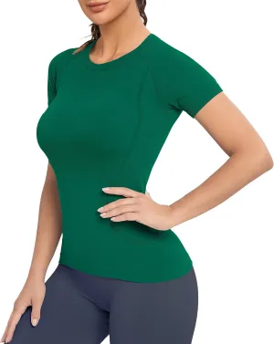 MathCat Workout Shirts for Women, Workout Tops for Women, Yoga Short Sleeve Shirts Soft Seamless Gym Shirts
