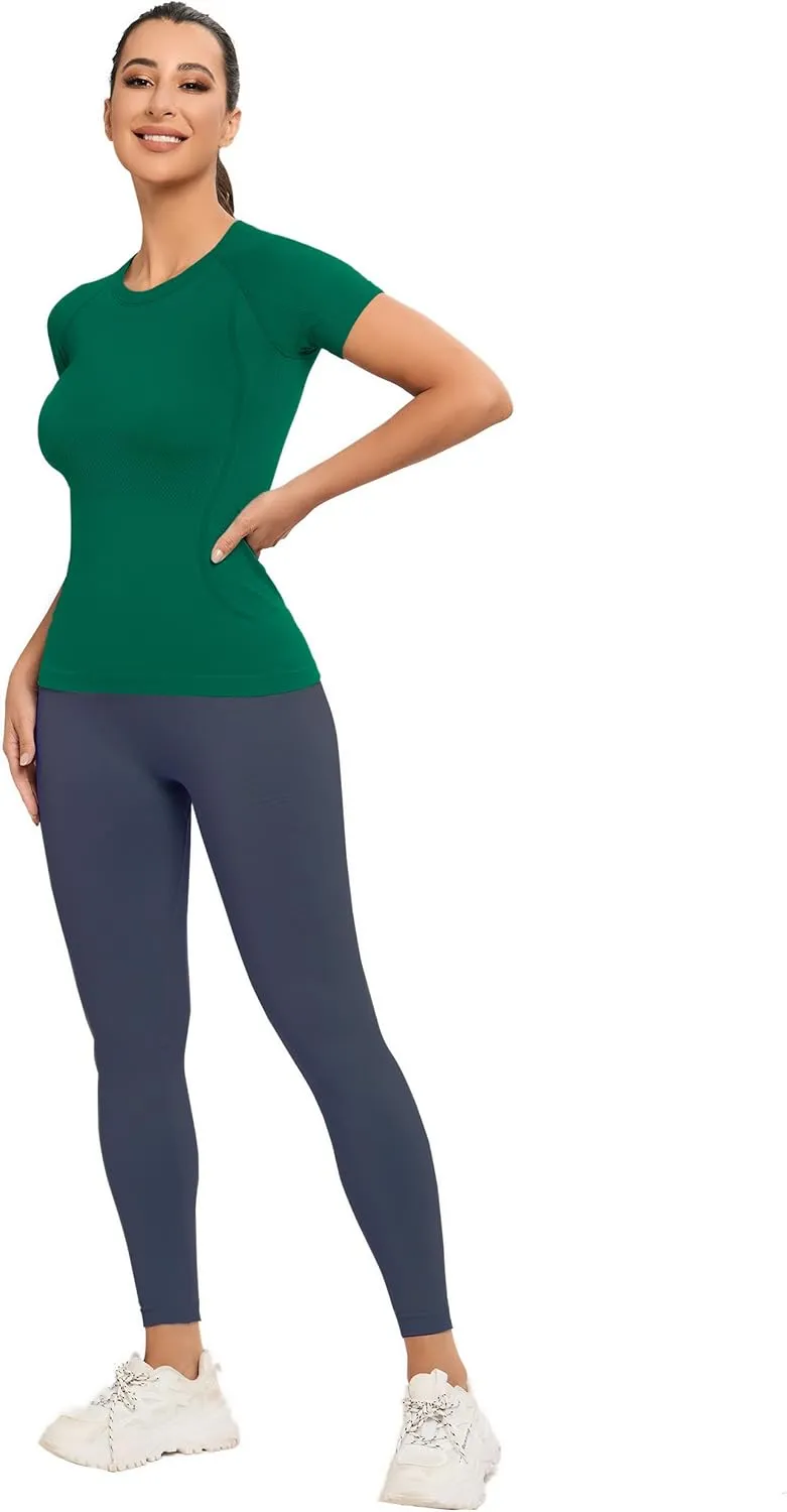 MathCat Workout Shirts for Women, Workout Tops for Women, Yoga Short Sleeve Shirts Soft Seamless Gym Shirts