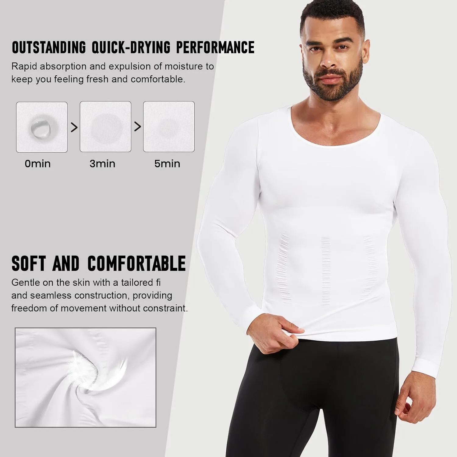 MEETWEE Compression Shirt Men, Long Short Sleeve Athletic Workout Shirt Base Layer Undershirt for Sport Running Fitness