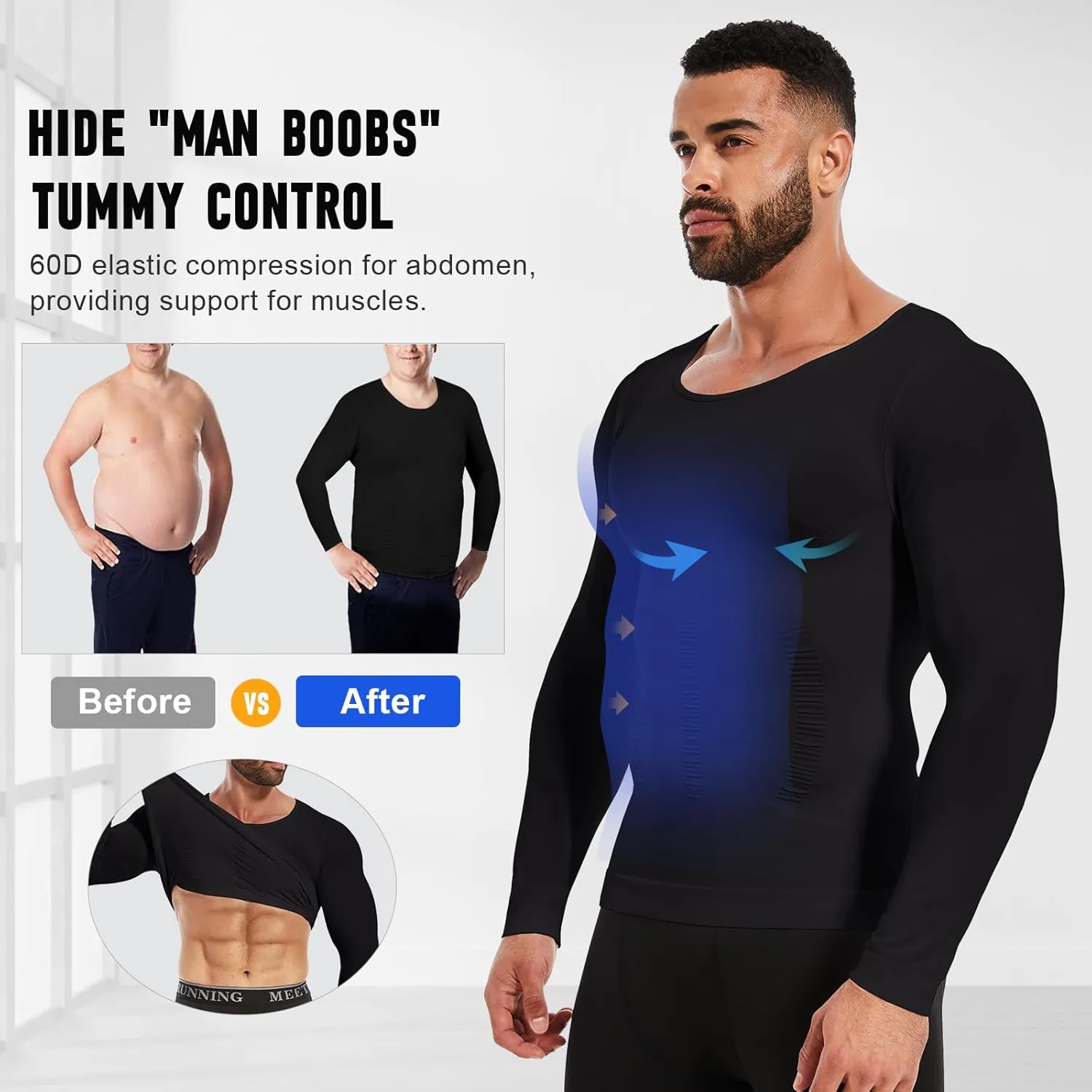 MEETWEE Compression Shirt Men, Long Short Sleeve Athletic Workout Shirt Base Layer Undershirt for Sport Running Fitness
