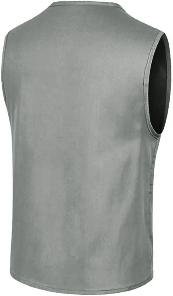 Men Casual Zipper Vest Multi Pockets Sleeveless Waterproof Windproof Spring Gilet Jacket Work Utility Vest for Camp Oversize