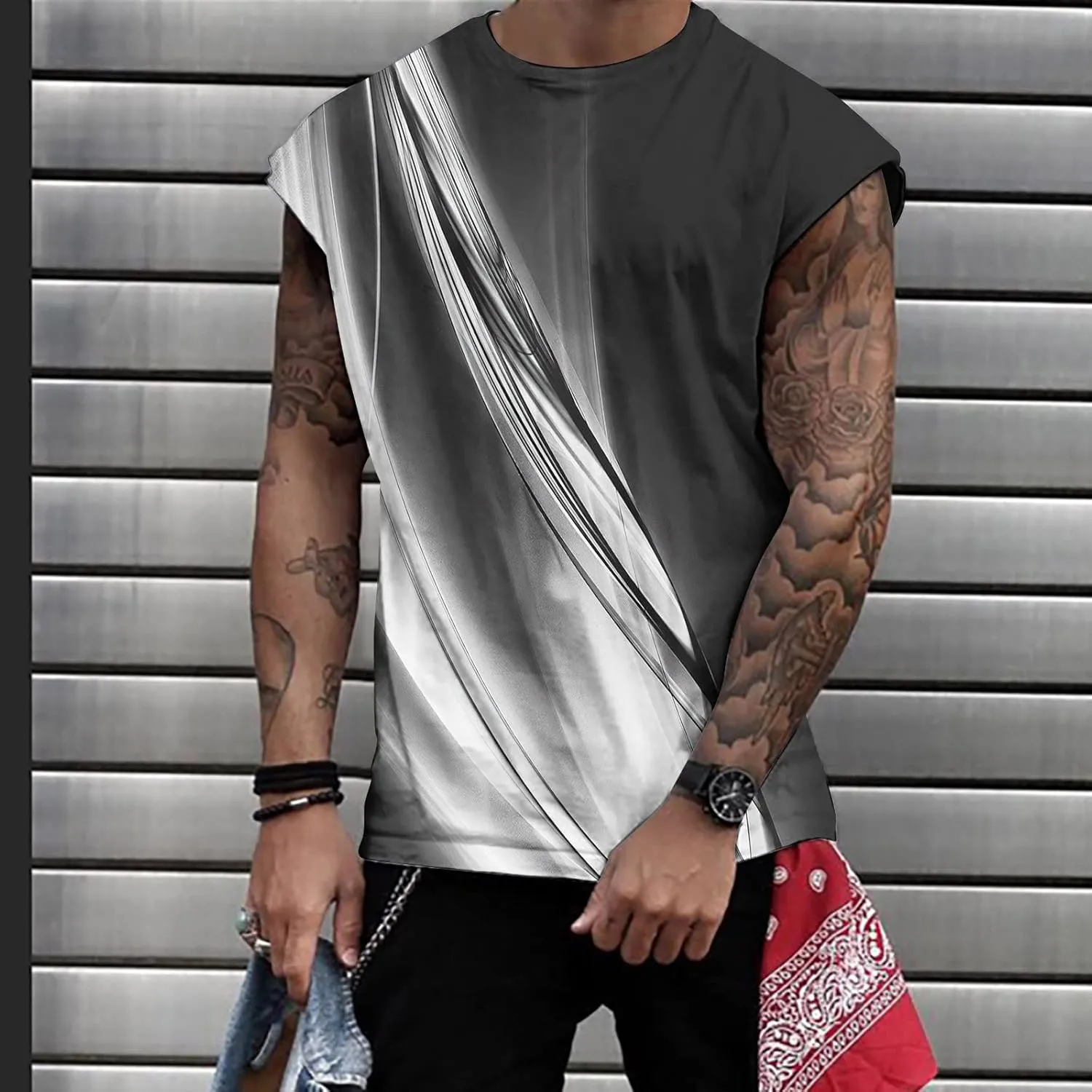 Mens 3D Tank Tops Novelty Graphic Breathable Quick Dry Sleeveless Beach Shirts Workout Bodybuilding T Shirt S-3XL