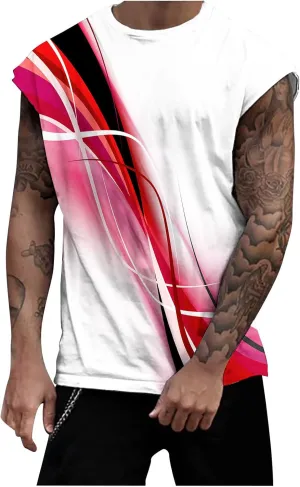 Mens 3D Tank Tops Novelty Graphic Breathable Quick Dry Sleeveless Beach Shirts Workout Bodybuilding T Shirt S-3XL
