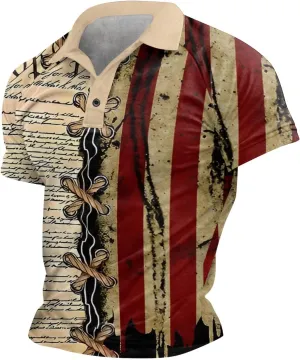 Men's 4th of July Shirts Button Up Patriotic American Flag Red White Blue Hawaiian Shirt Fourth of July Shirts