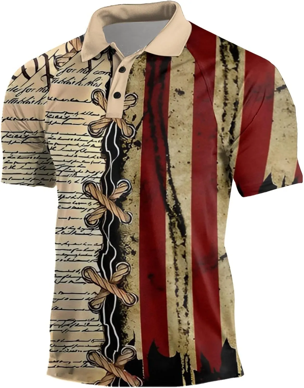 Men's 4th of July Shirts Button Up Patriotic American Flag Red White Blue Hawaiian Shirt Fourth of July Shirts