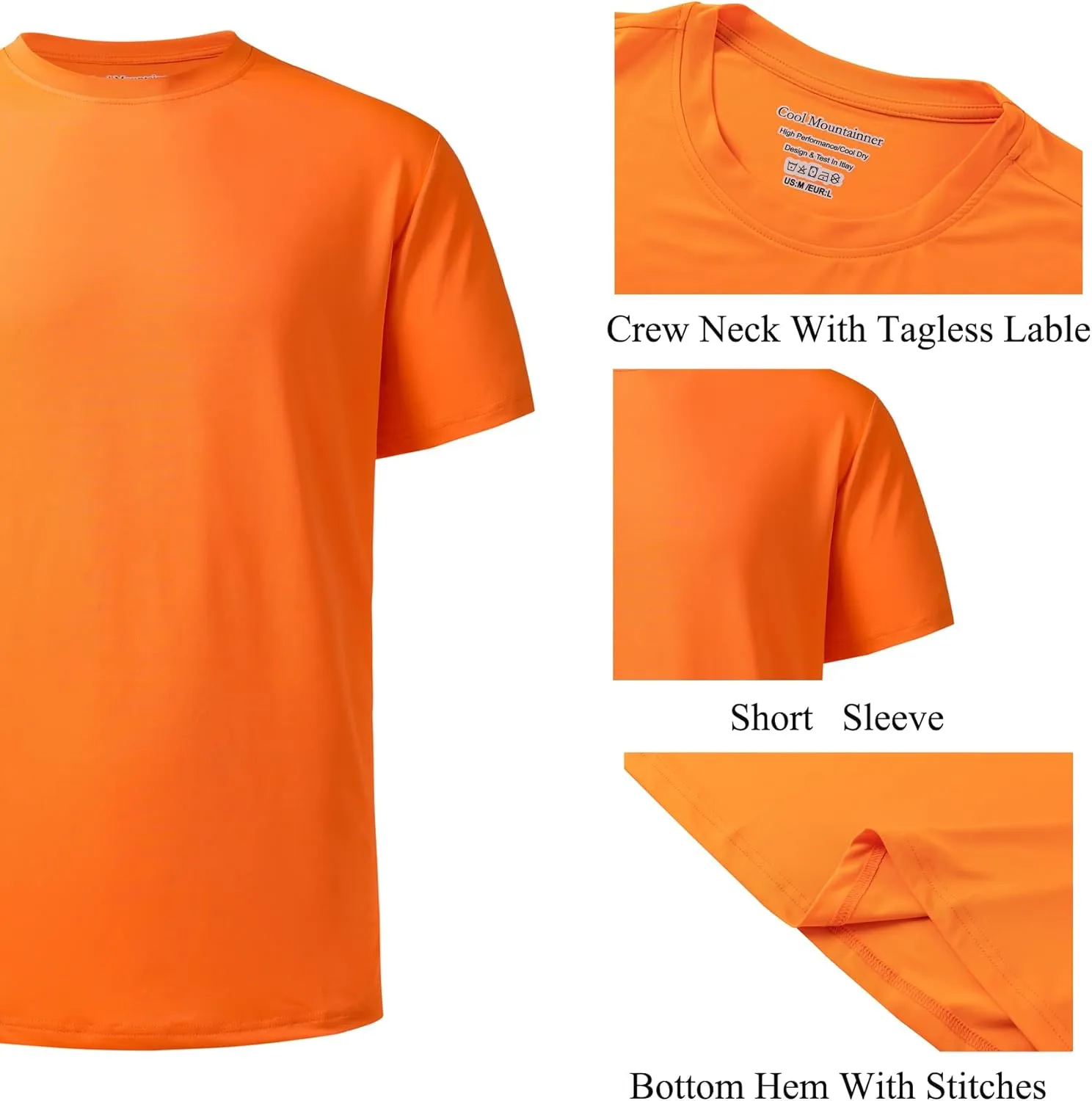 Mens Active T Shirts High Visible Sun Protection Cool Dry Fit Athletic Running Shirts Men's Rash Guard