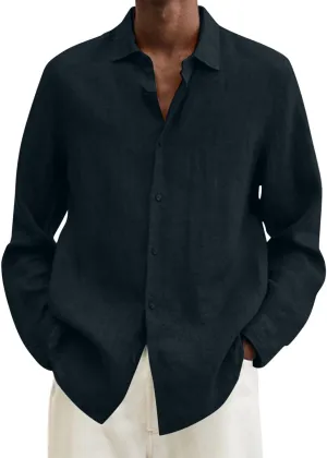 Men's Casual Button Down Shirt Cotton Solid Color Pocket Long Sleeve Shirt Top Long Sleeve T Shirt Men Mens Shirts