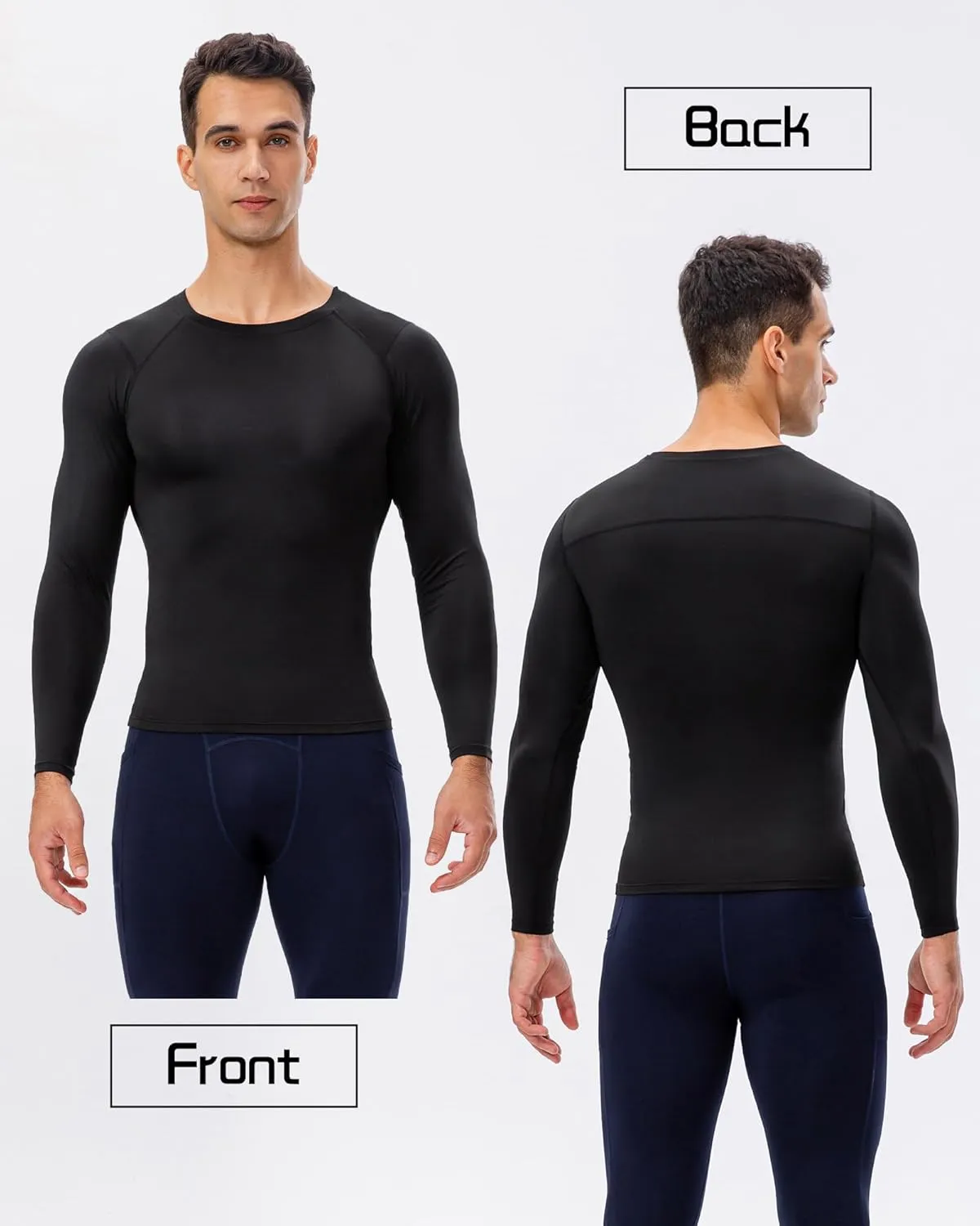 Men's Compression Shirt Long Sleeve Cool Dry Workout Athletic Base Layer Undershirts for Running Basketball Cycling