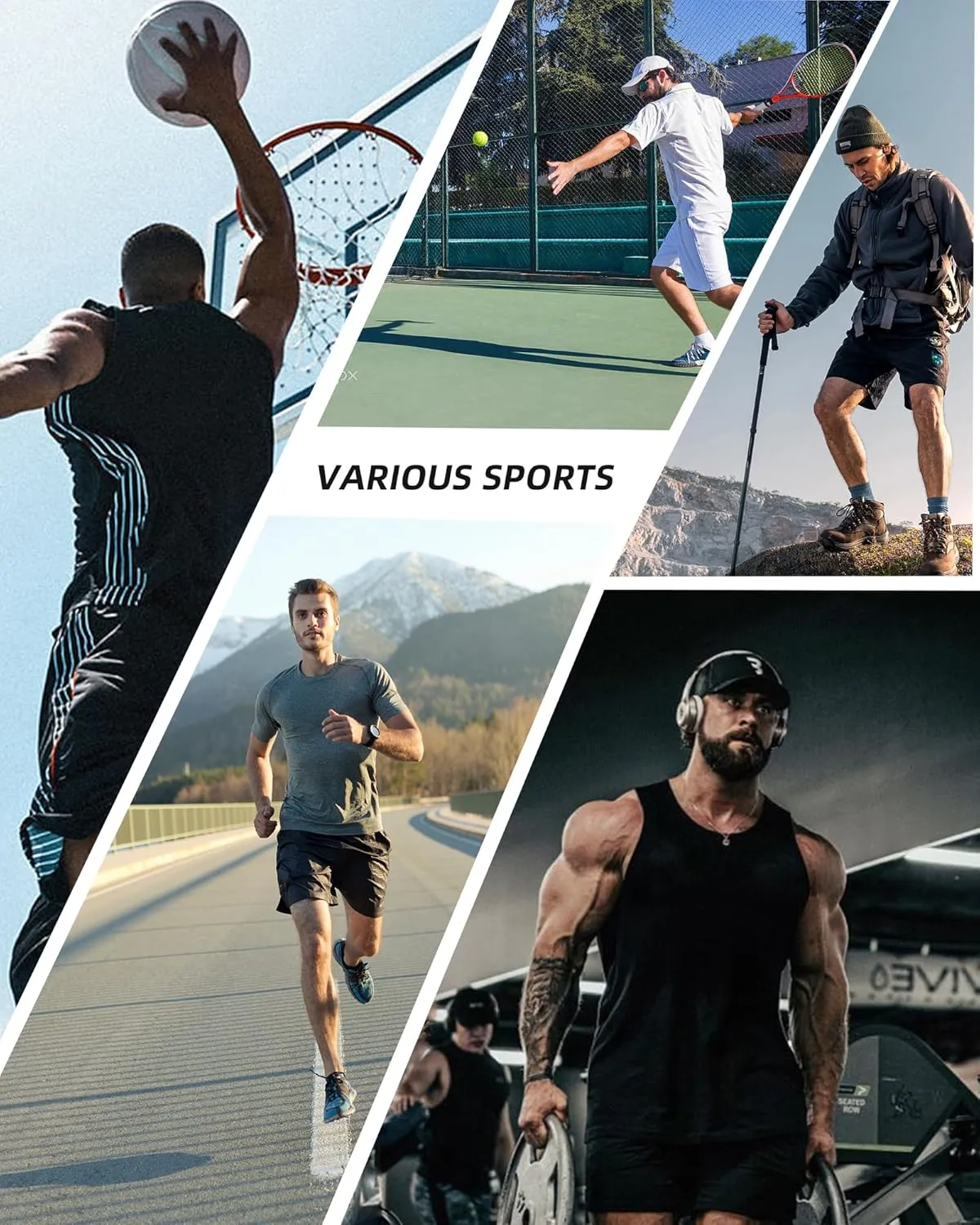 Men's Compression Shirt Long Sleeve Cool Dry Workout Athletic Base Layer Undershirts for Running Basketball Cycling