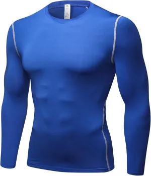 Men's Compression Shirts Long Sleeve Athletic T-Shirts Workout Running Tops Quick Dry Baselayer Undershirts for Football