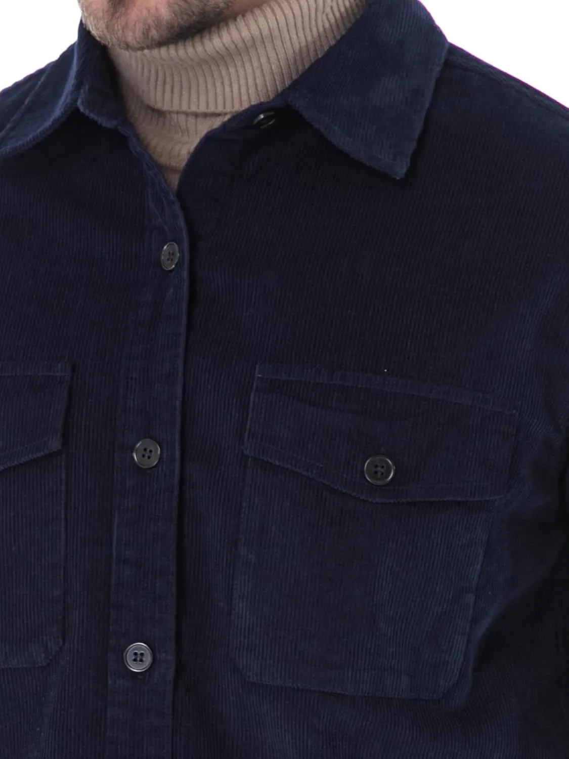 Men's Corduroy Shacket, Casual Stylish Long Sleeve Shirt Jacket Button Down