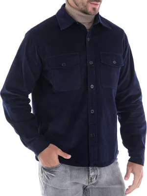 Men's Corduroy Shacket, Casual Stylish Long Sleeve Shirt Jacket Button Down