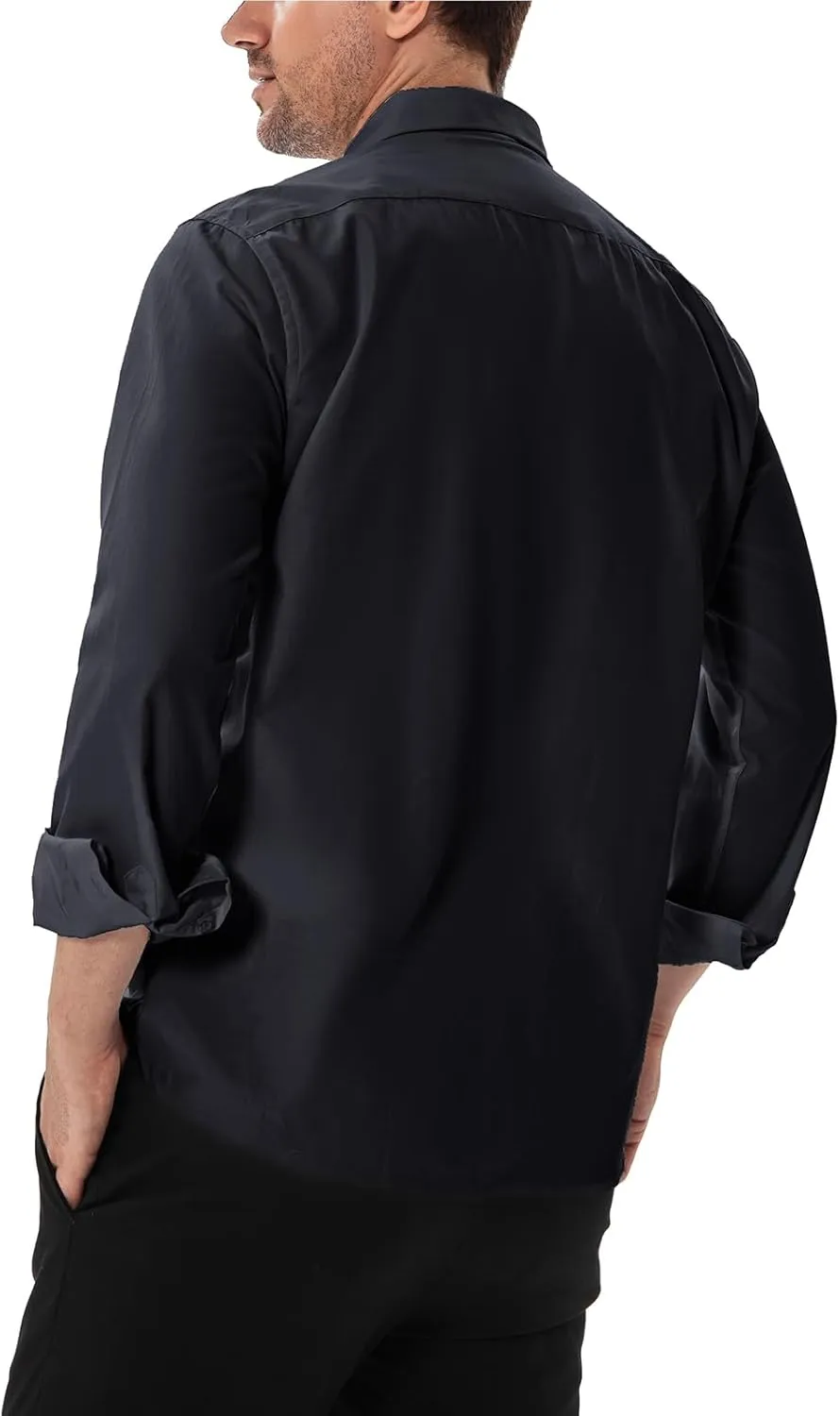 Men's Dress Shirts Stain Sheild Stretch Slim Fit Shirts Wrinkle-Free Formal Business Button Down Shirt