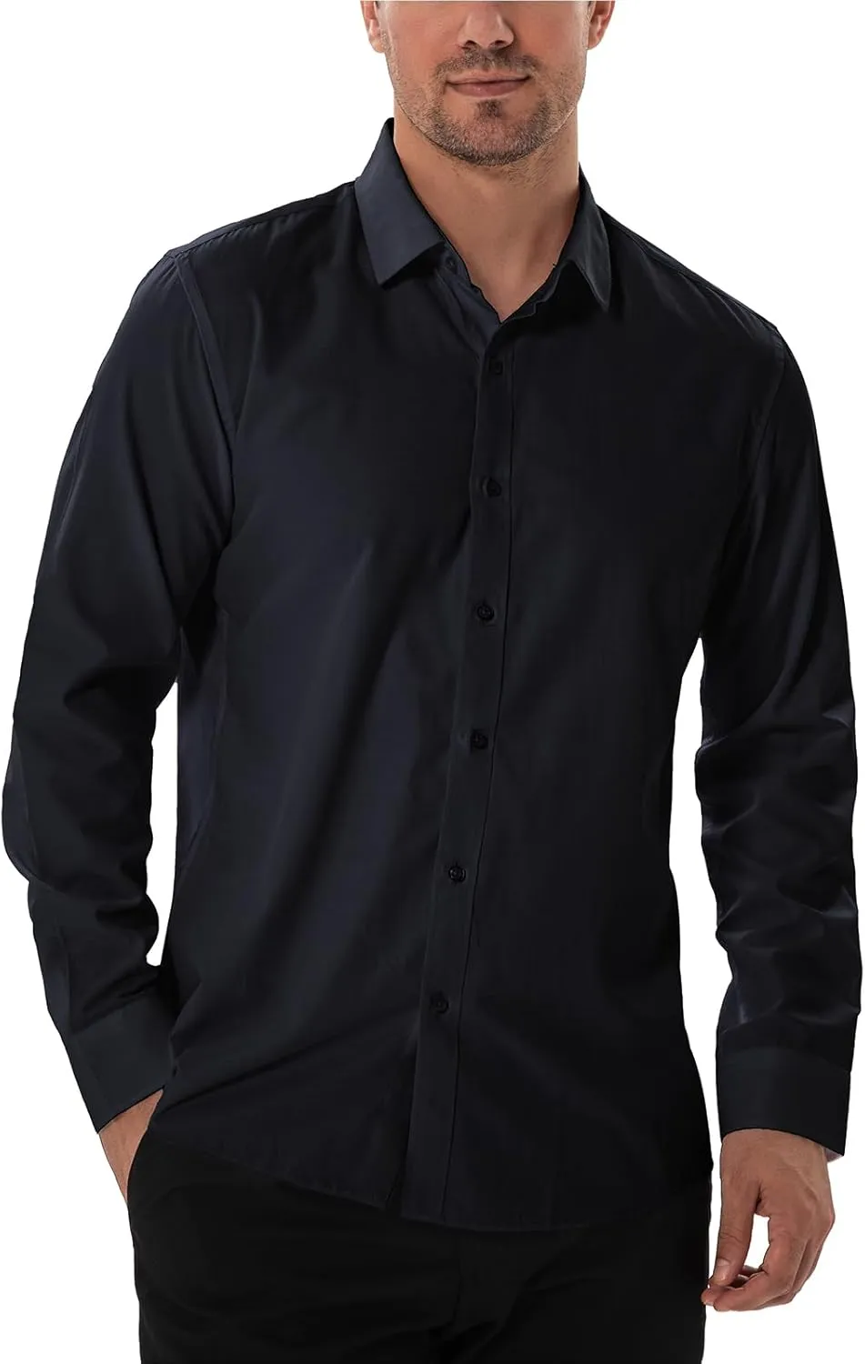 Men's Dress Shirts Stain Sheild Stretch Slim Fit Shirts Wrinkle-Free Formal Business Button Down Shirt