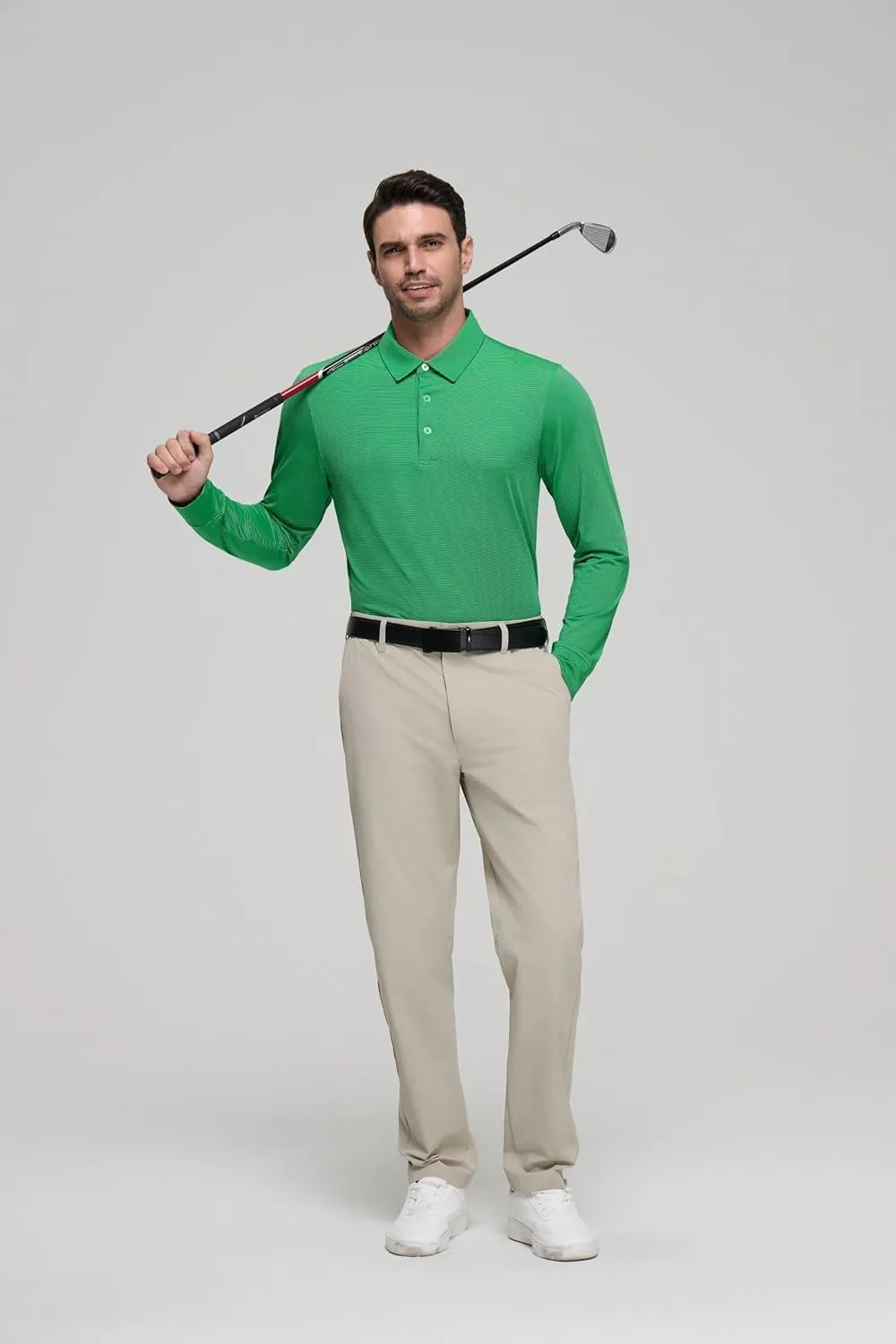 Mens Golf Shirts Long Sleeve Moisture Wicking Collared Work Business Casual Tennis Polo Shirts for Men